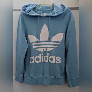 Adidas Unisex Blue Sweatshirt With Lined Hood. Size Small